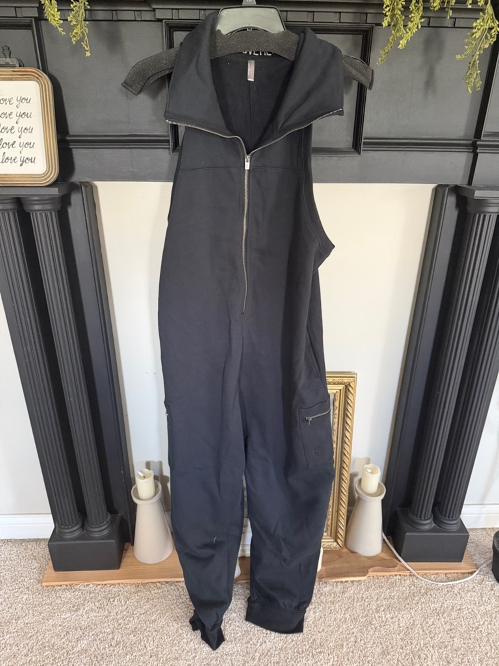 FP movement Black Sleeveless Zip-Front Jumpsuit